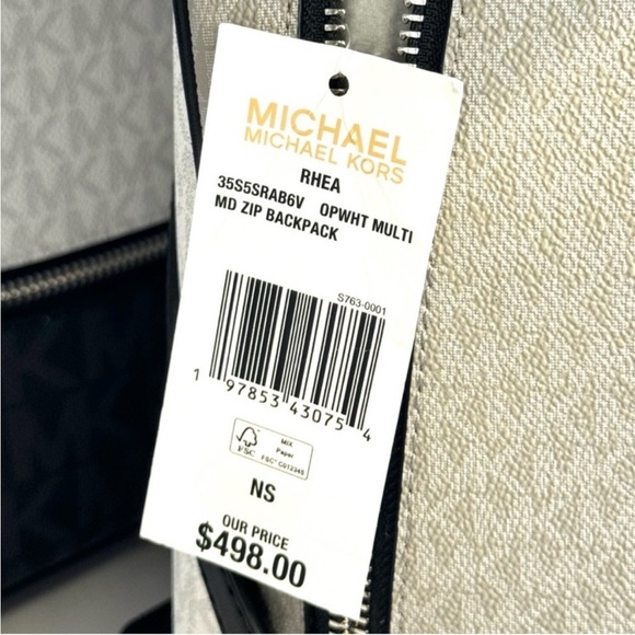 Michael Kors Rhea Medium Color-Block Signature Logo Backpack Optic White Multi - Picture 8 of 8